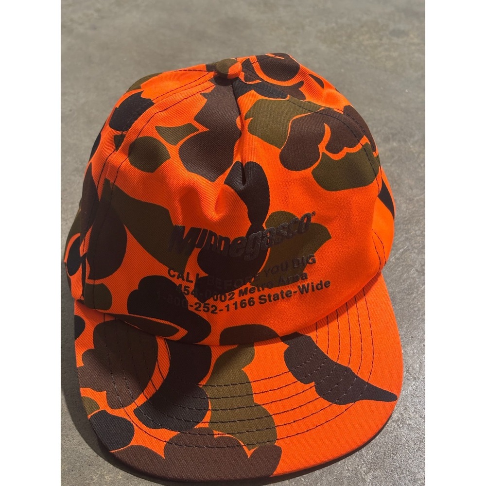 Y2K‎ Minnegasco Metro Call Before You Dig Blaze Orange Camo Snapback Hat Cap